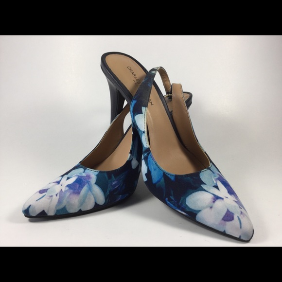 Charles Jourdan Shoes - Charles Jourdan Blue Floral Slingback Heel sz 35